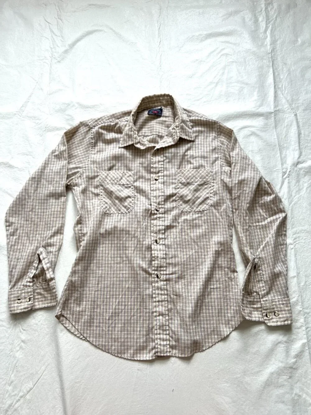 Vintage Levis button up shirt long sleeve mens Large brown blue plaid 90s Levi's